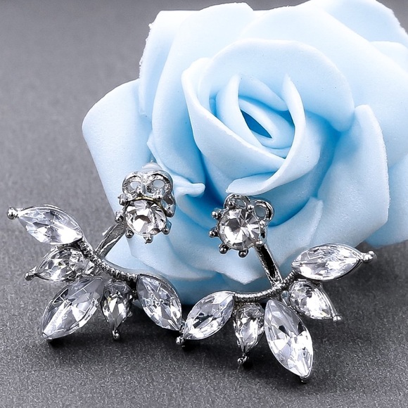 3/$30 - Silver Crystal Studs w/Earring Jackets - Picture 2 of 8